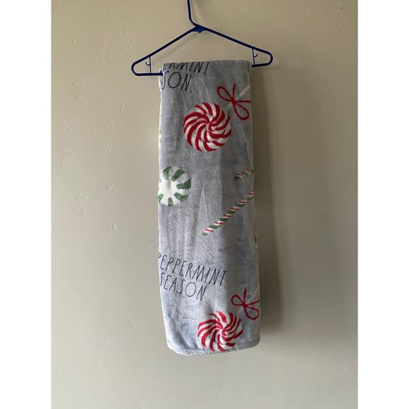 Rae Dunn Christmas Plush Throw Blanket "Peppermint Season" 50x70 - Picture 2 of 8